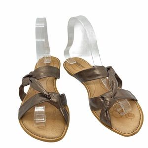 Born Two Knot Leather Bronze Sandals Slip On